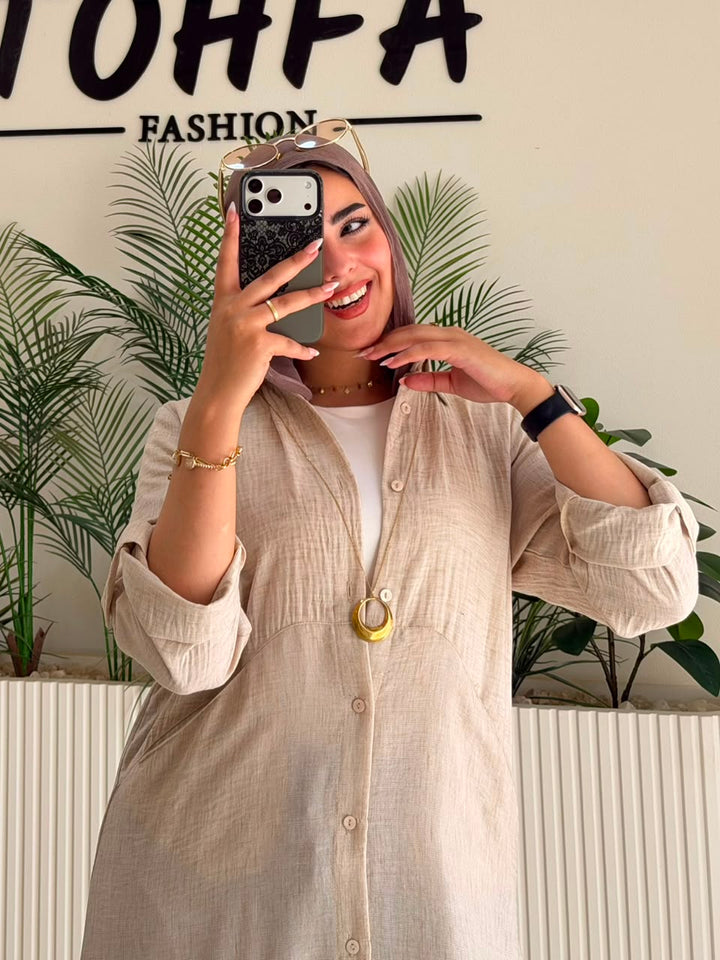Linen Long Shirt Biege