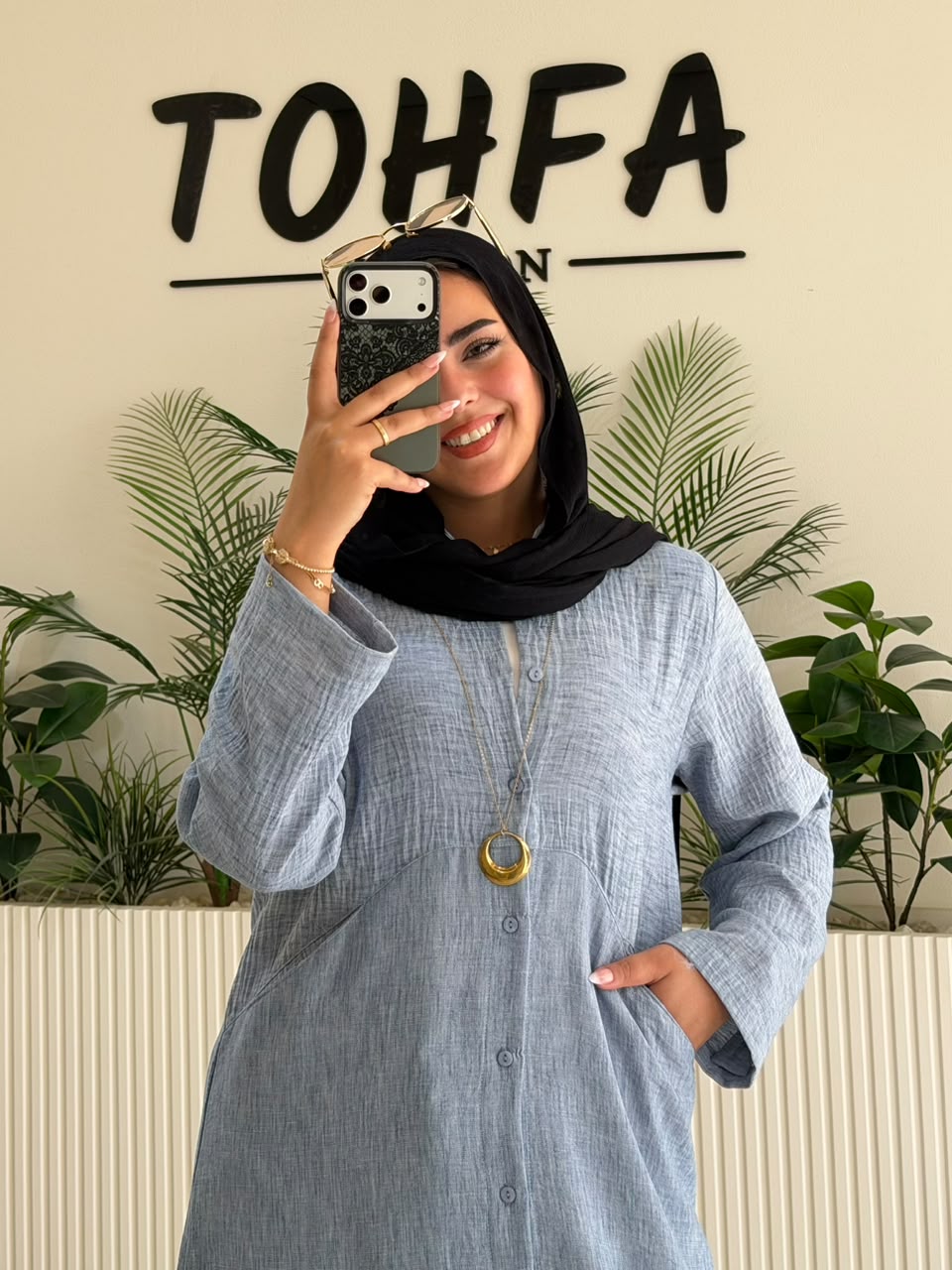 Linen Long Shirt Blue
