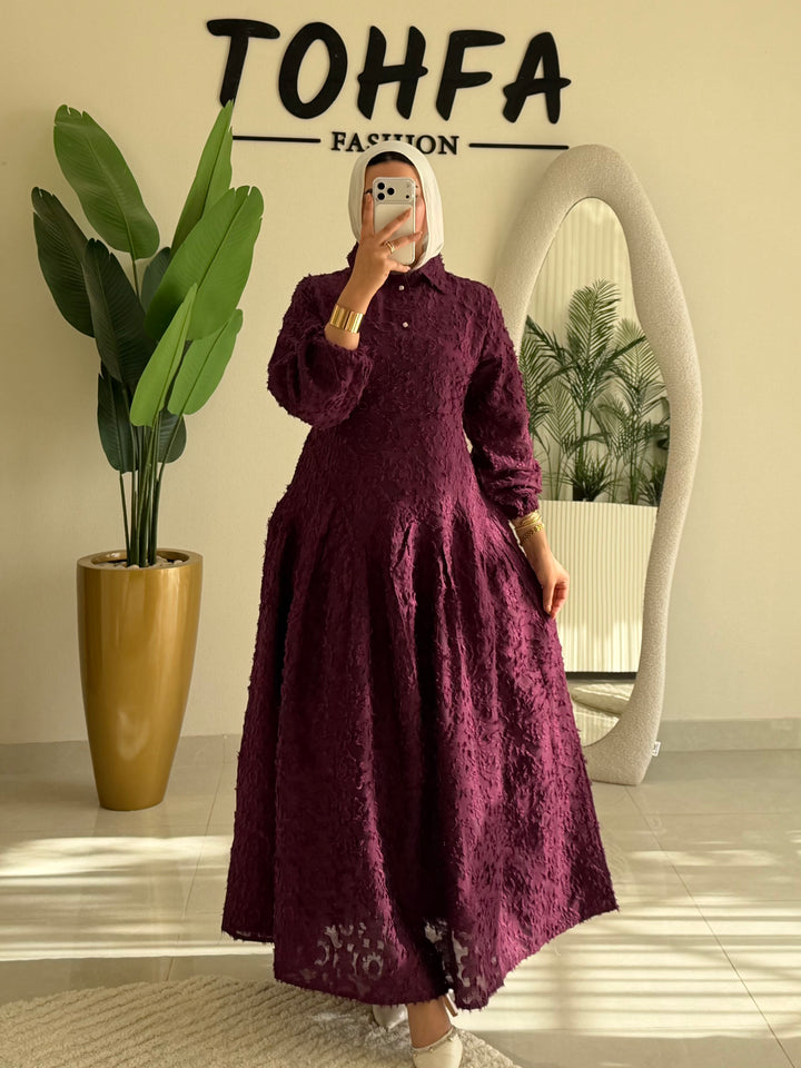 Dress Jacquard Burgandy