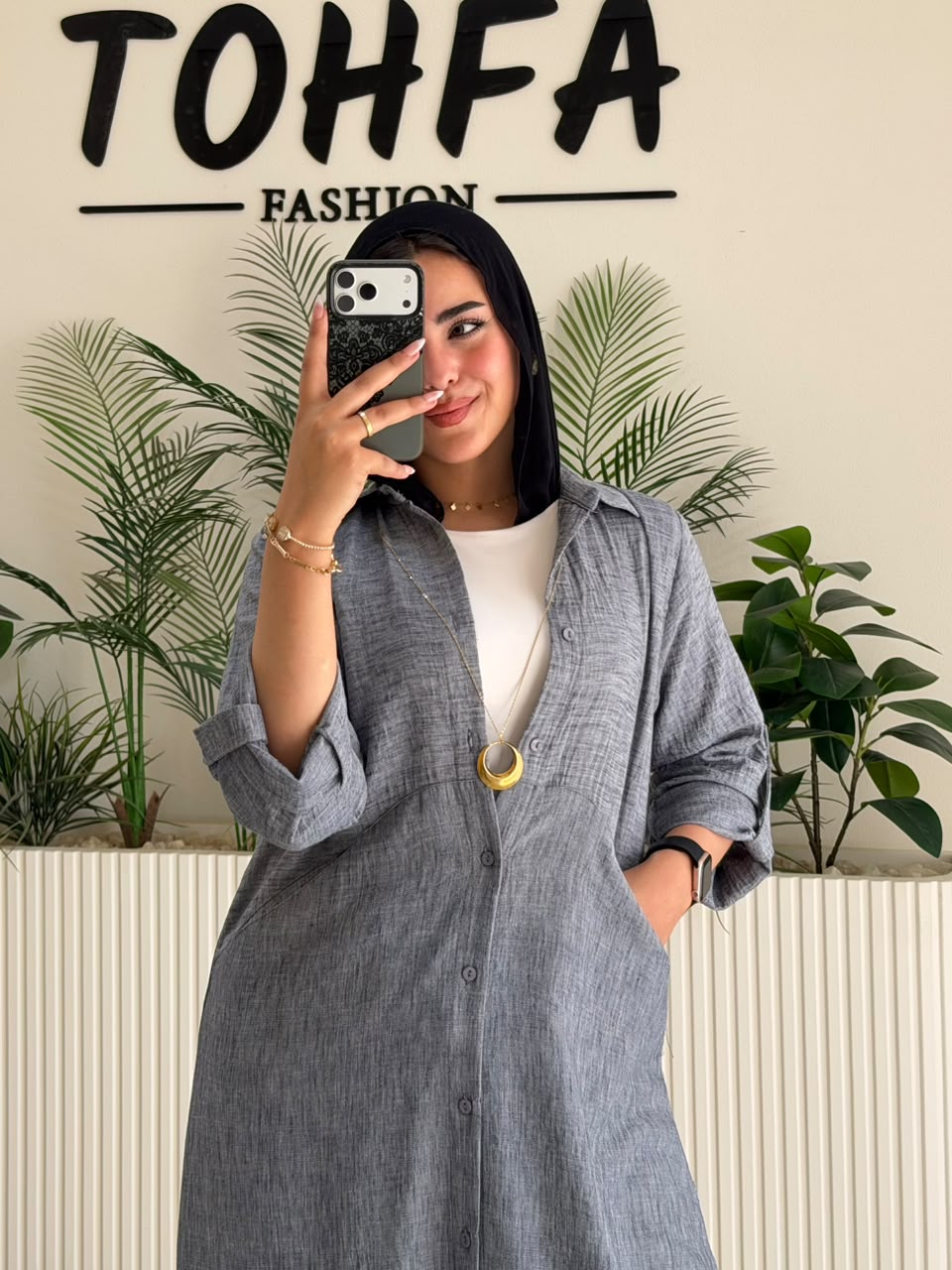 Linen Long Shirt Gray
