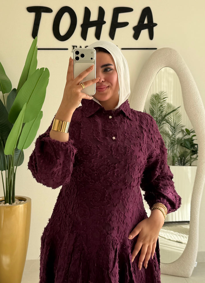 Dress Jacquard Burgandy