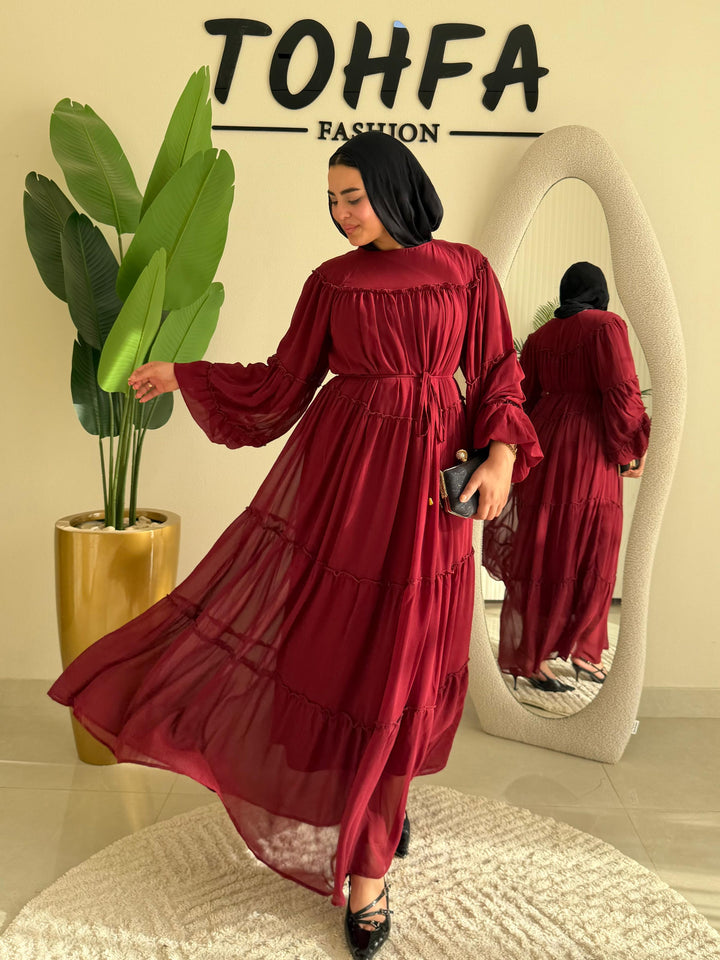Dress Chiffon Burgandy