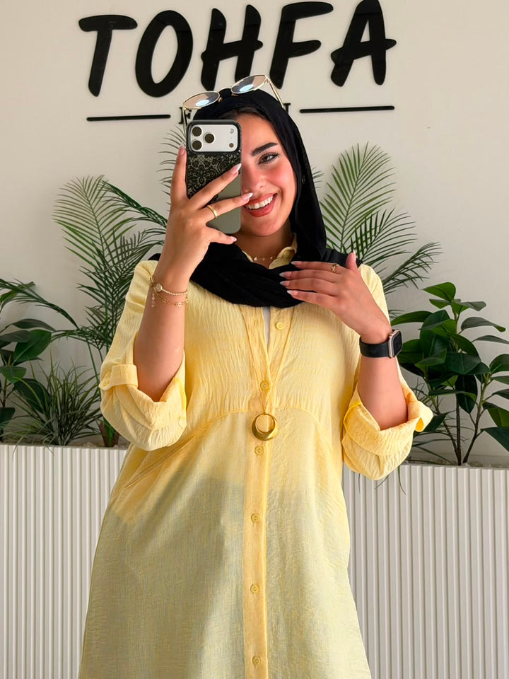 Linen Long Shirt yellow