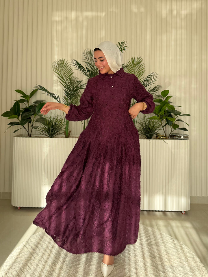 Dress Jacquard Burgandy