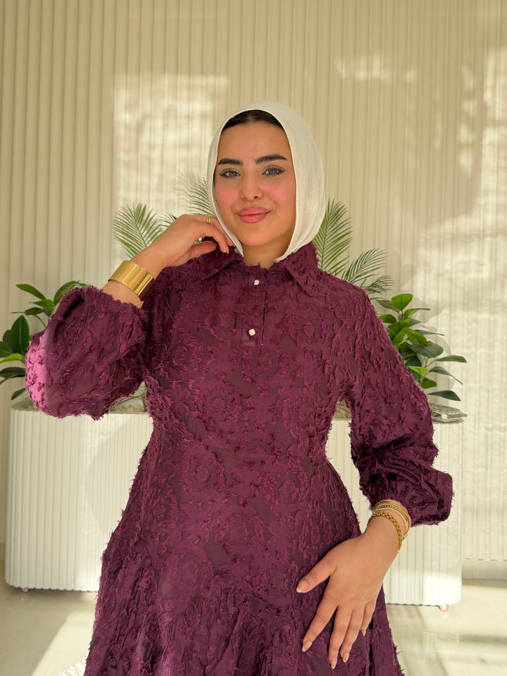 Dress Jacquard Burgandy