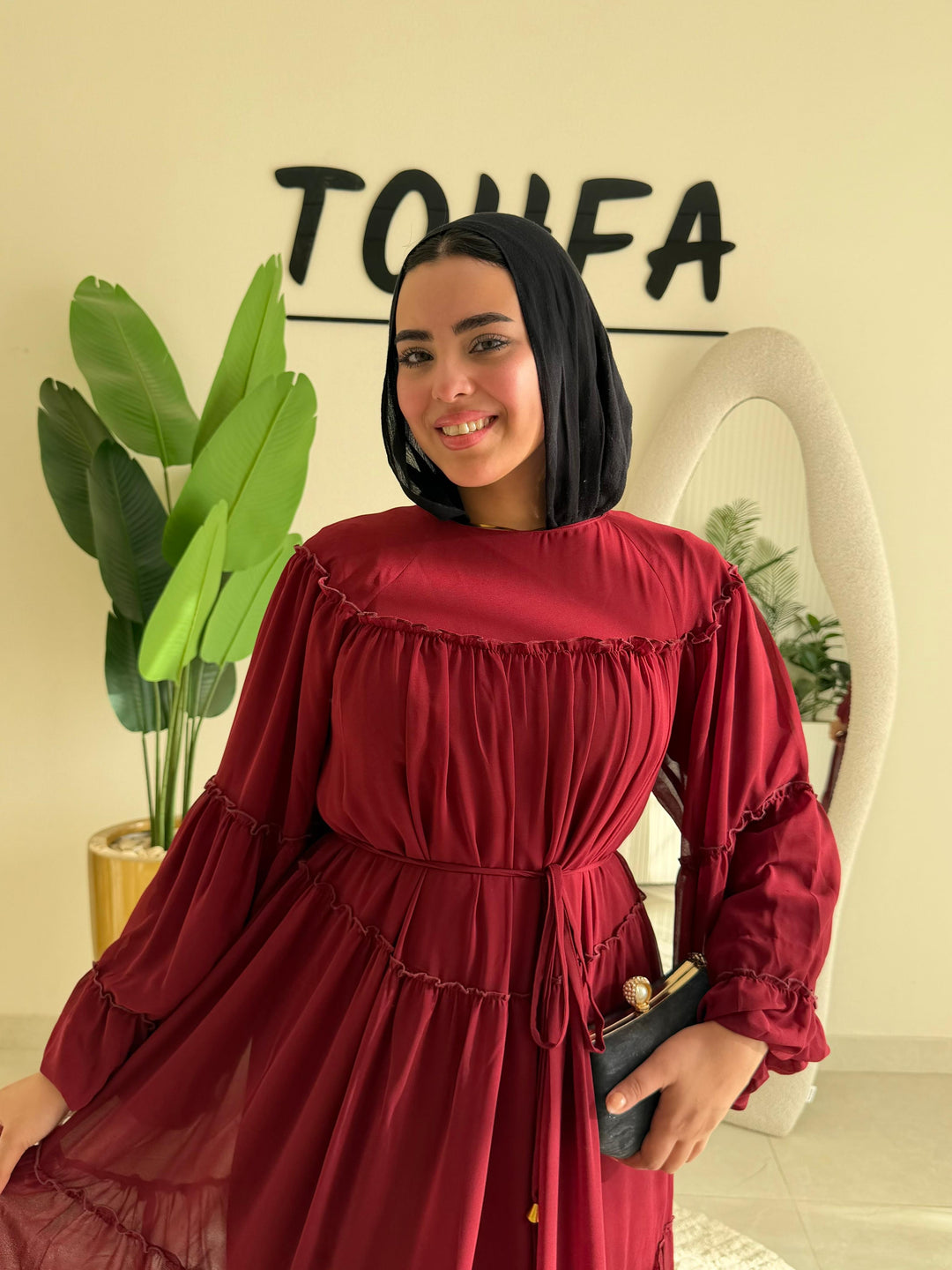 Dress Chiffon Burgandy
