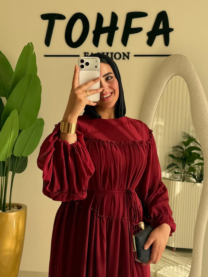 Dress Chiffon Burgandy