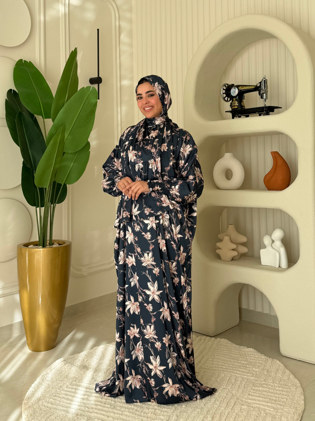 Isdal Satin Navy Bloom