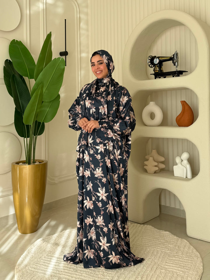 Isdal Satin Navy Bloom