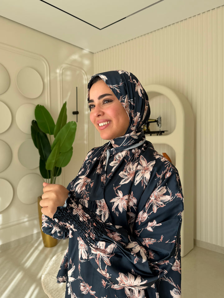 Isdal Satin Navy Bloom