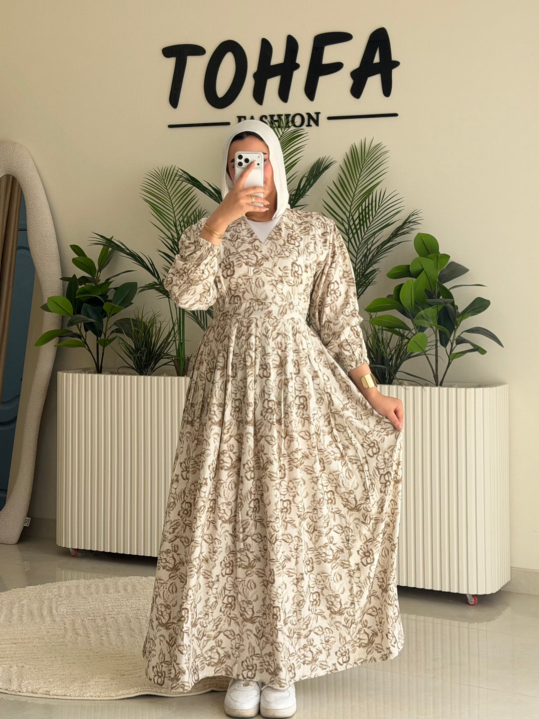 Dress Floral Beige