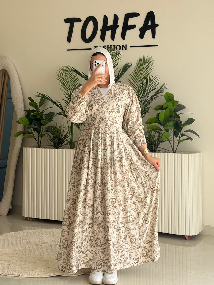 Dress Floral Beige