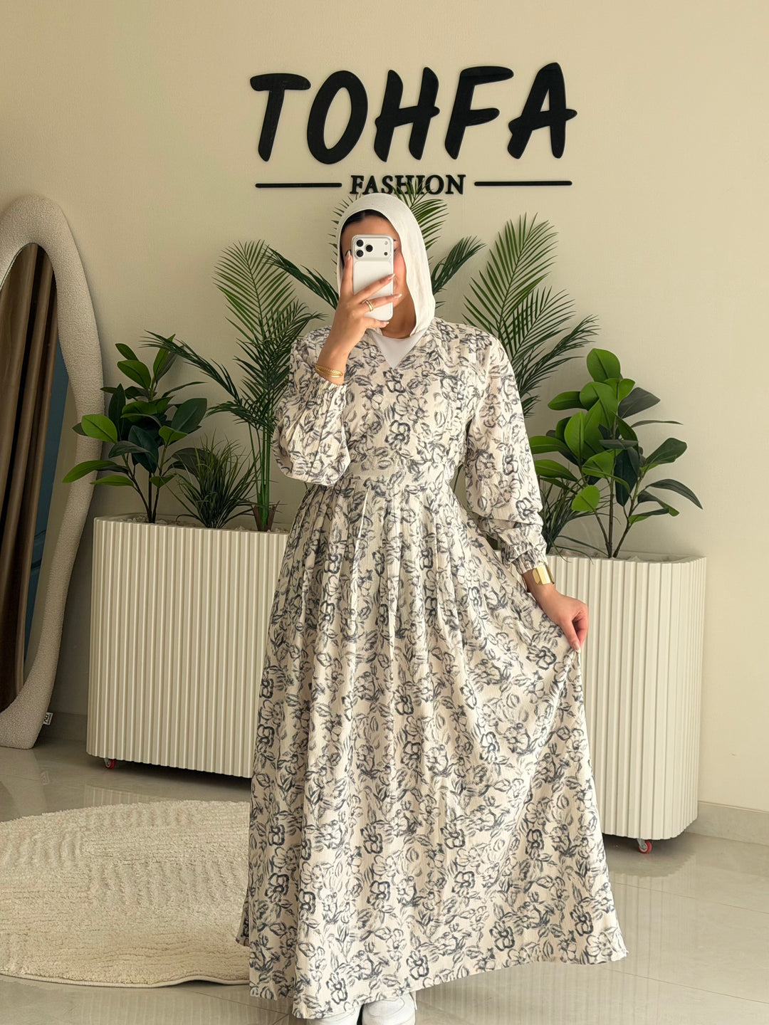 Dress Floral Gray
