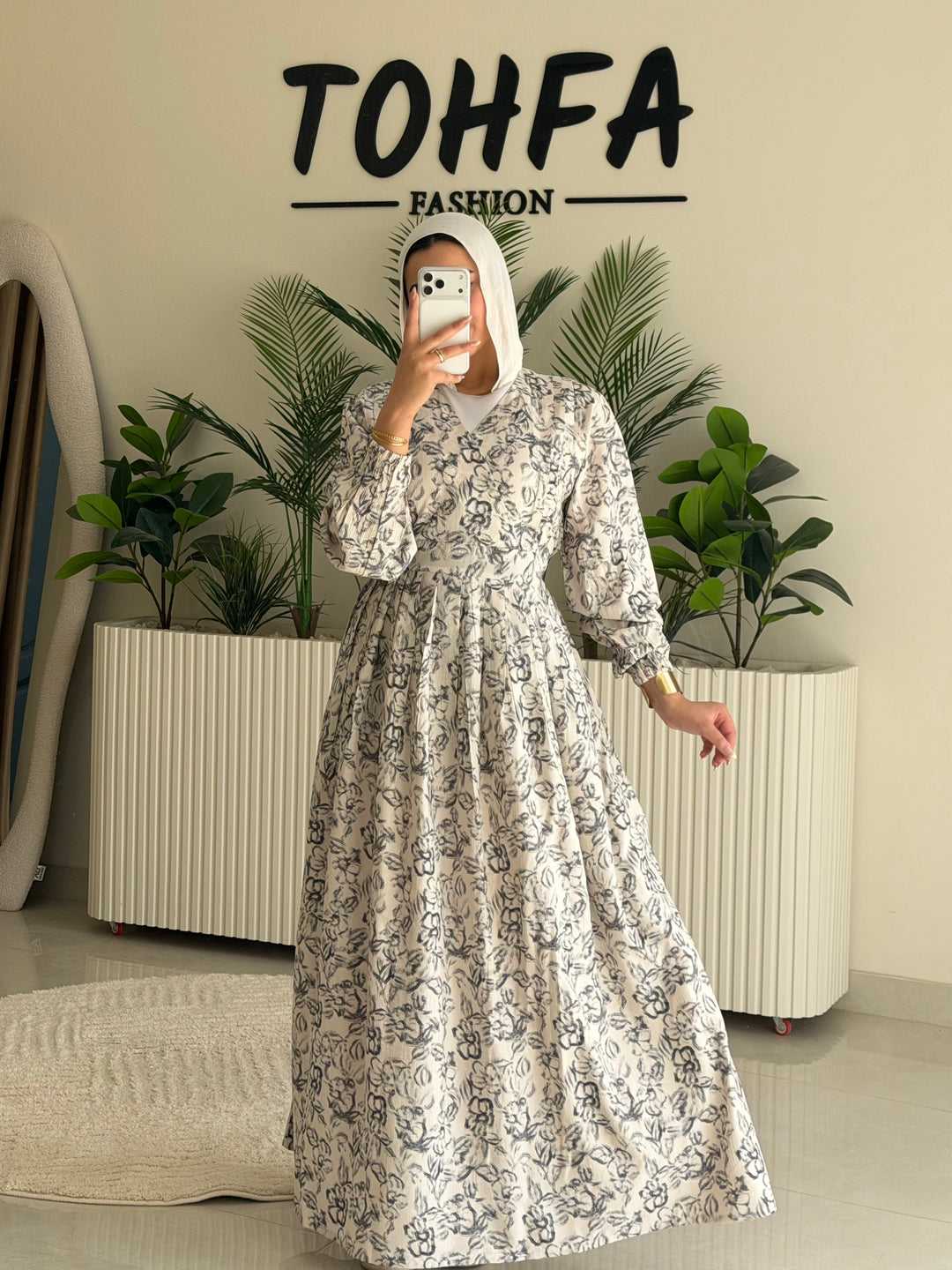 Dress Floral Gray