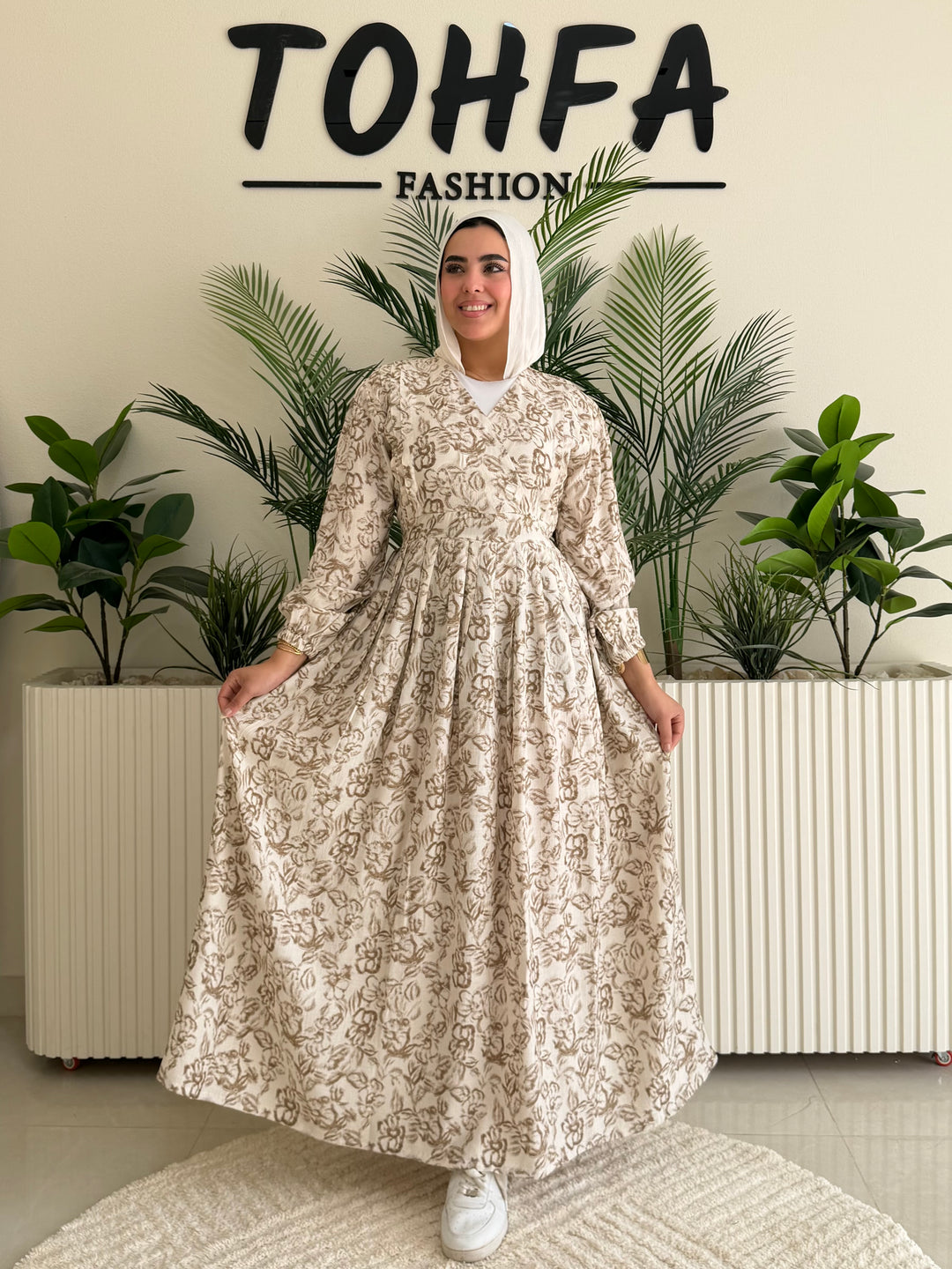 Dress Floral Beige