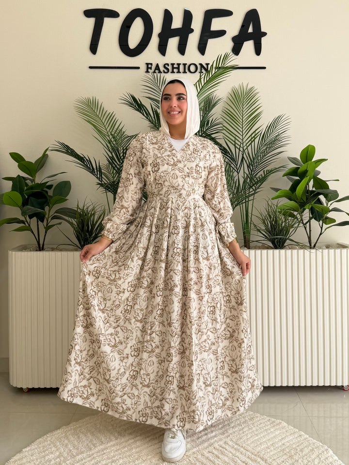 Dress Floral Beige