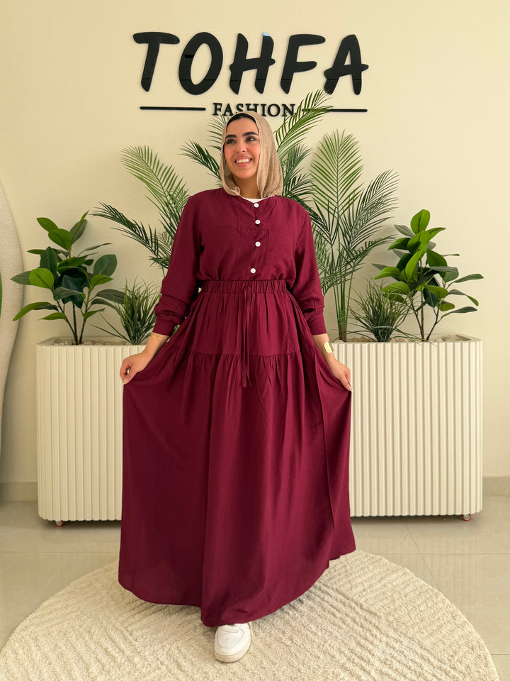 Set Linen Galaxy Burgandy