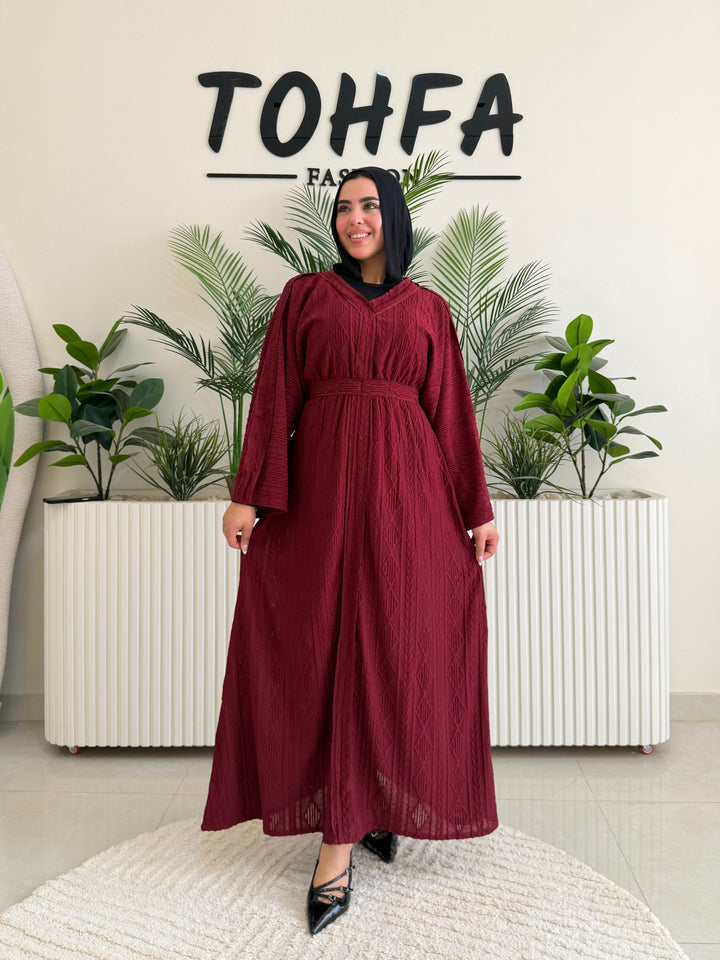 Dress Textured Burgandy