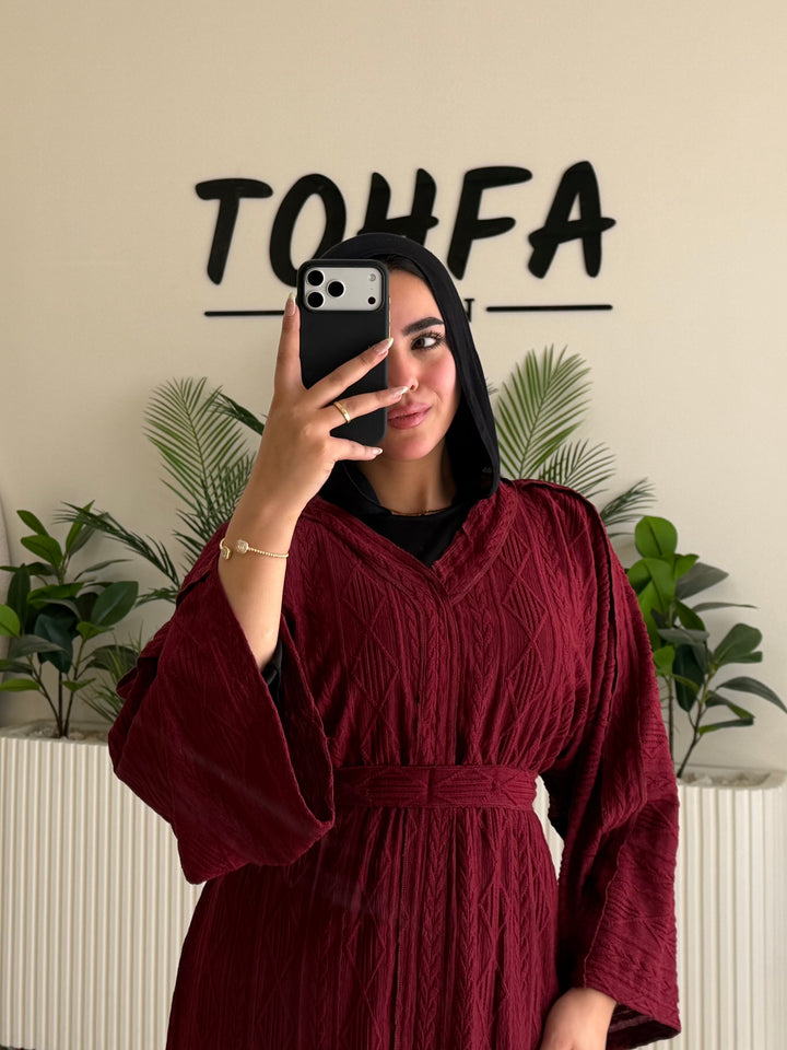 Dress Textured Burgandy