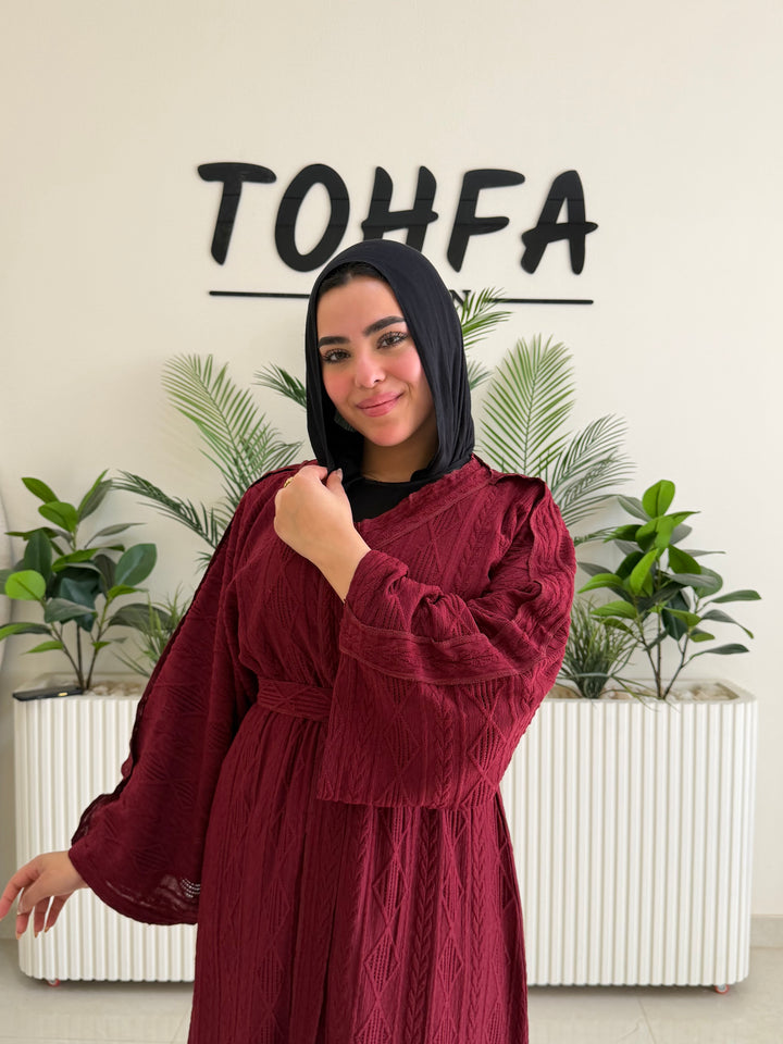 Dress Textured Burgandy