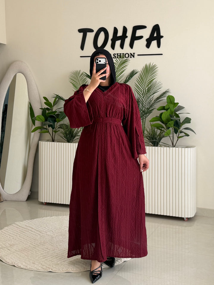 Dress Textured Burgandy