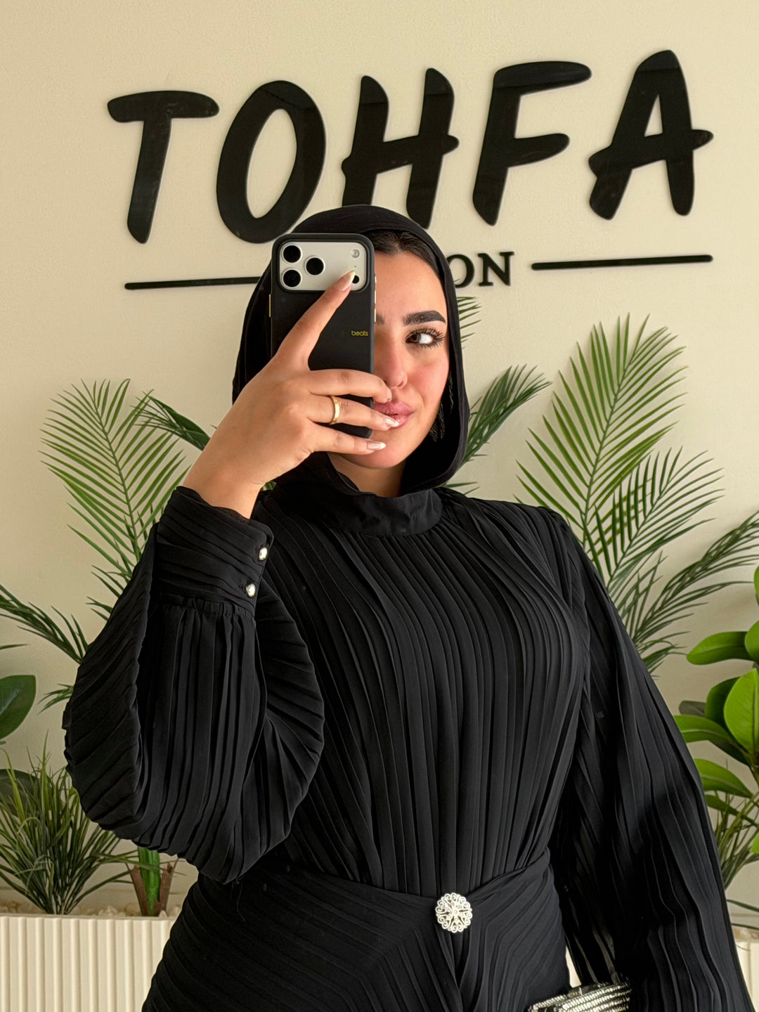 Dress Chiffon Pleated Black
