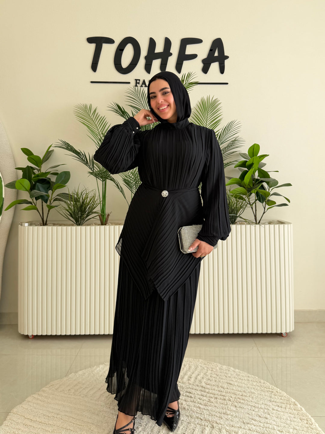 Dress Chiffon Pleated Black