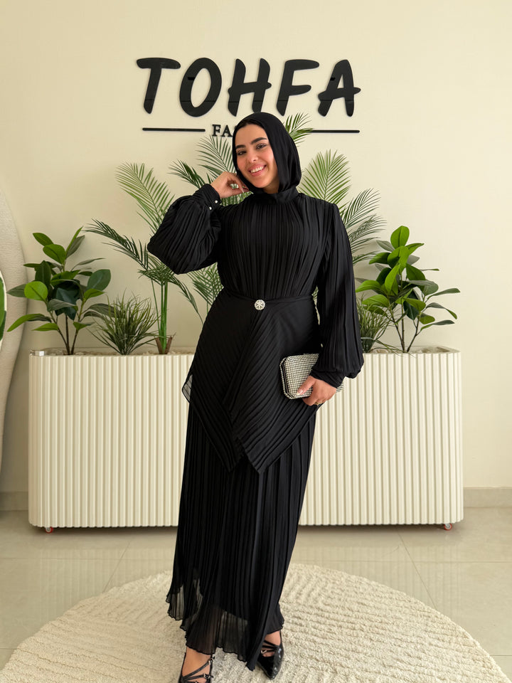 Dress Chiffon Pleated Black