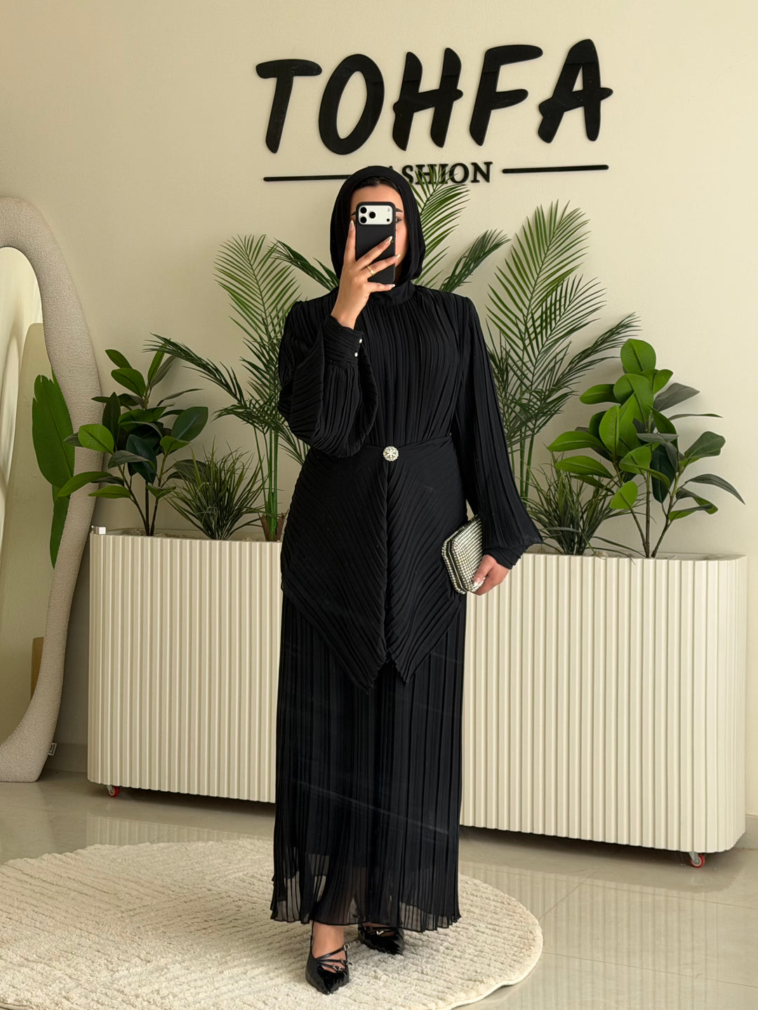 Dress Chiffon Pleated Black