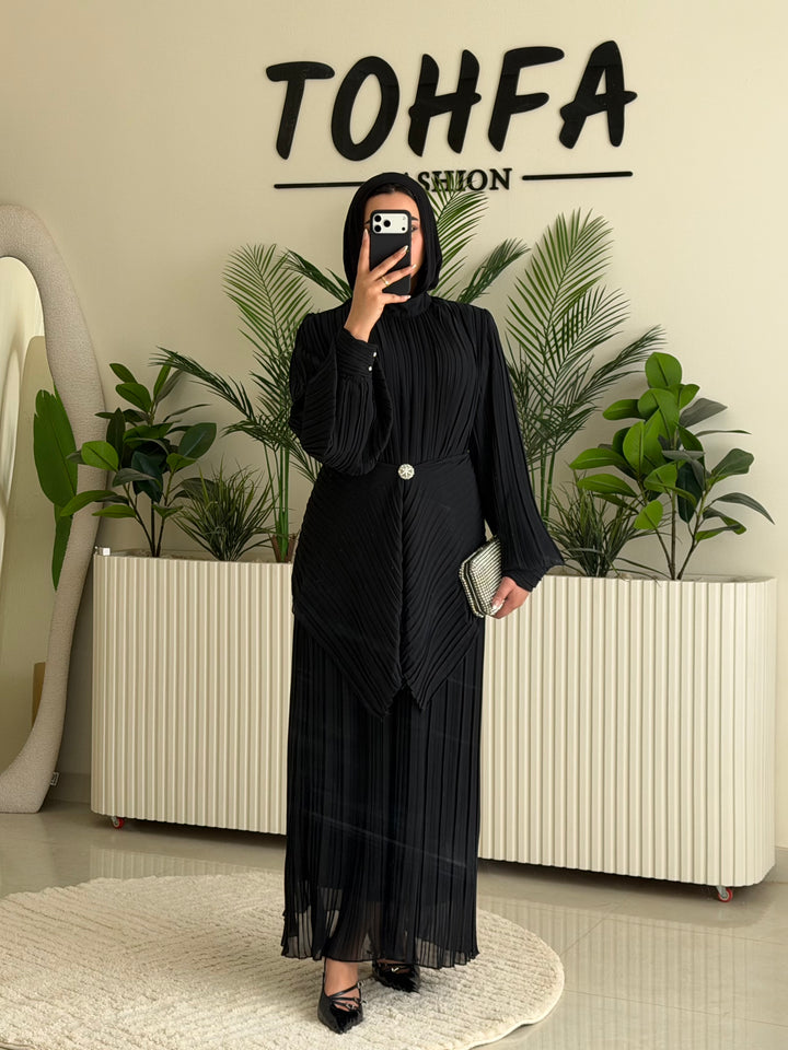 Dress Chiffon Pleated Black