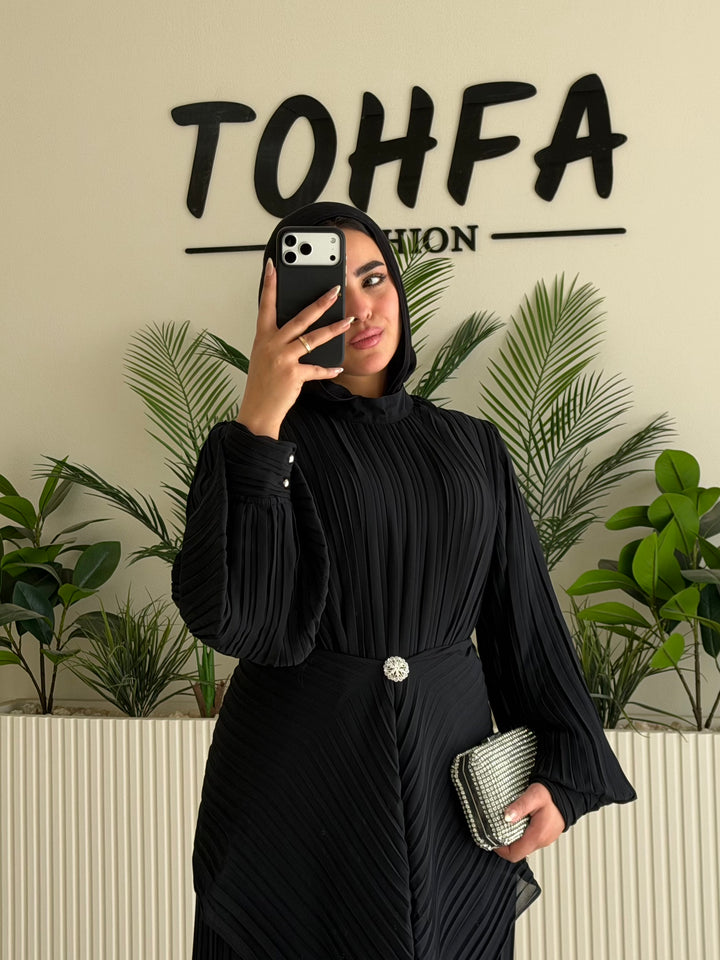 Dress Chiffon Pleated Black