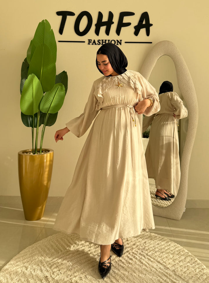 Dress Ruffle Beige
