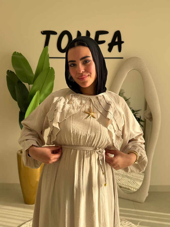 Dress Ruffle Beige