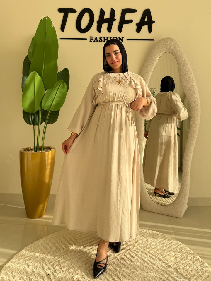 Dress Ruffle Beige