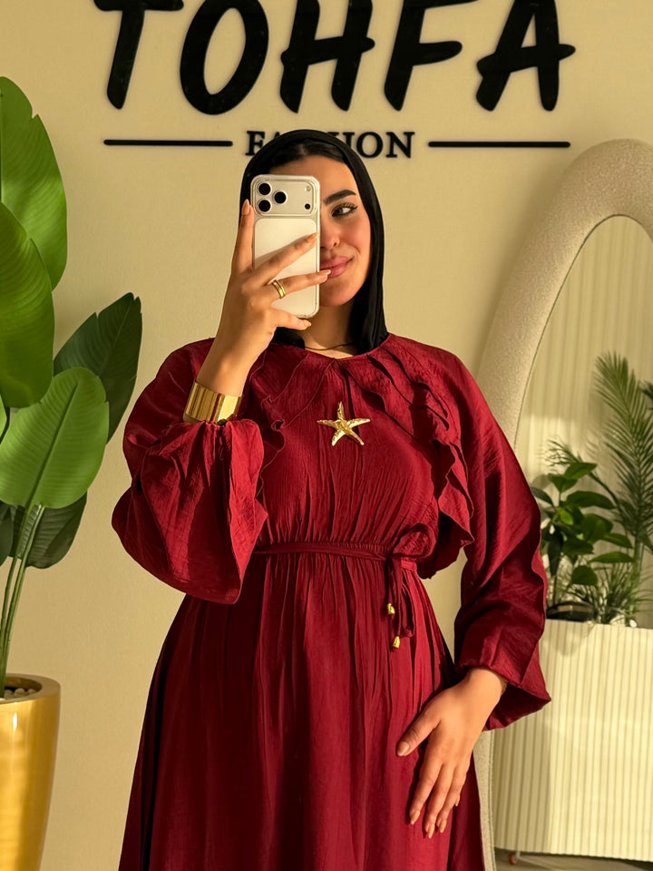Dress Ruffle Burgandy