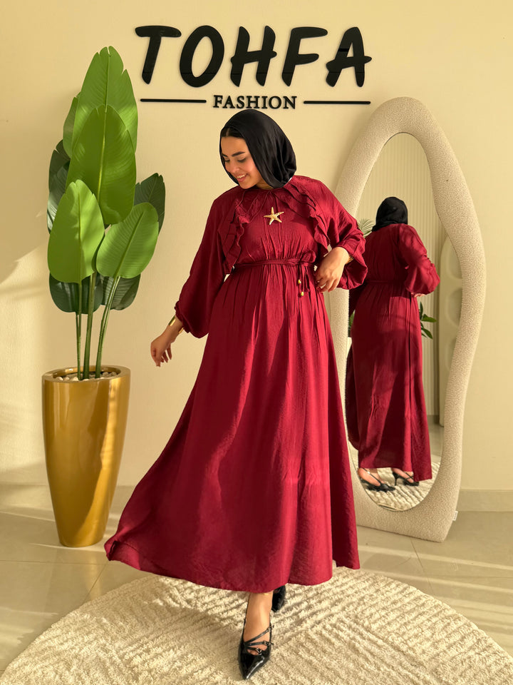 Dress Ruffle Burgandy