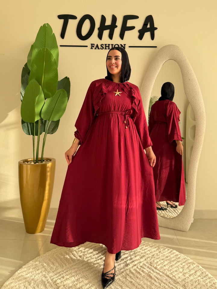 Dress Ruffle Burgandy