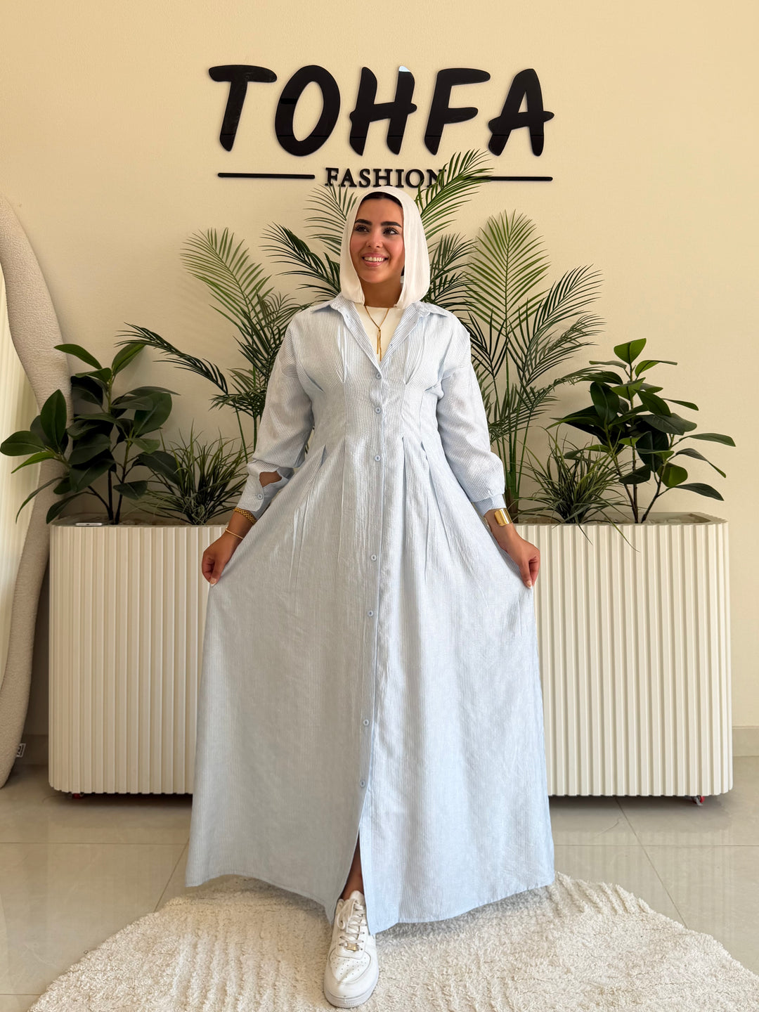 Dress Linen Laser Baby Blue