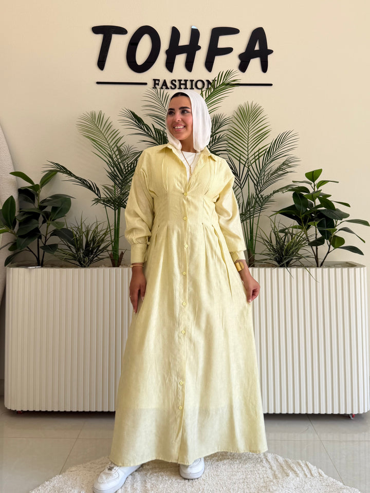 Dress Linen Laser Yellow