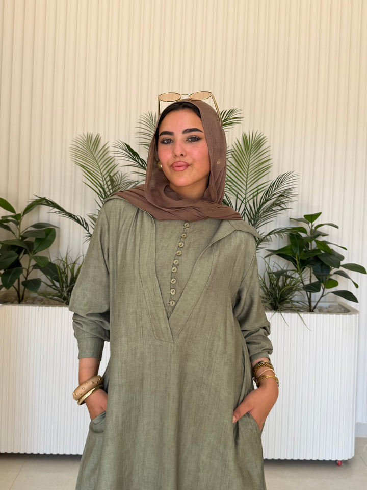 Dress Linen Turky Olive