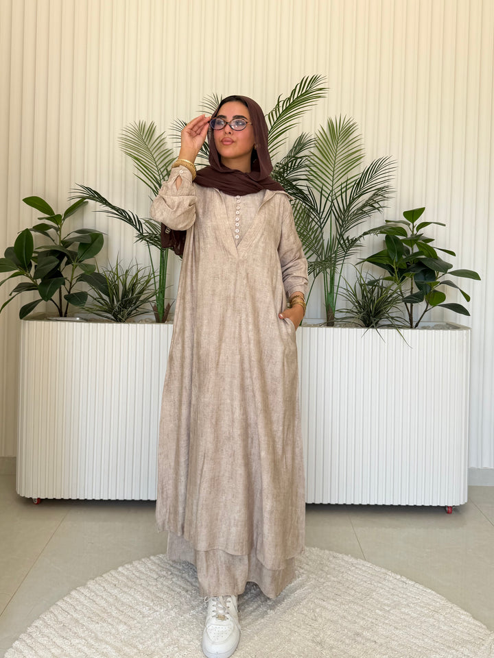 Dress Linen Turkey Beige