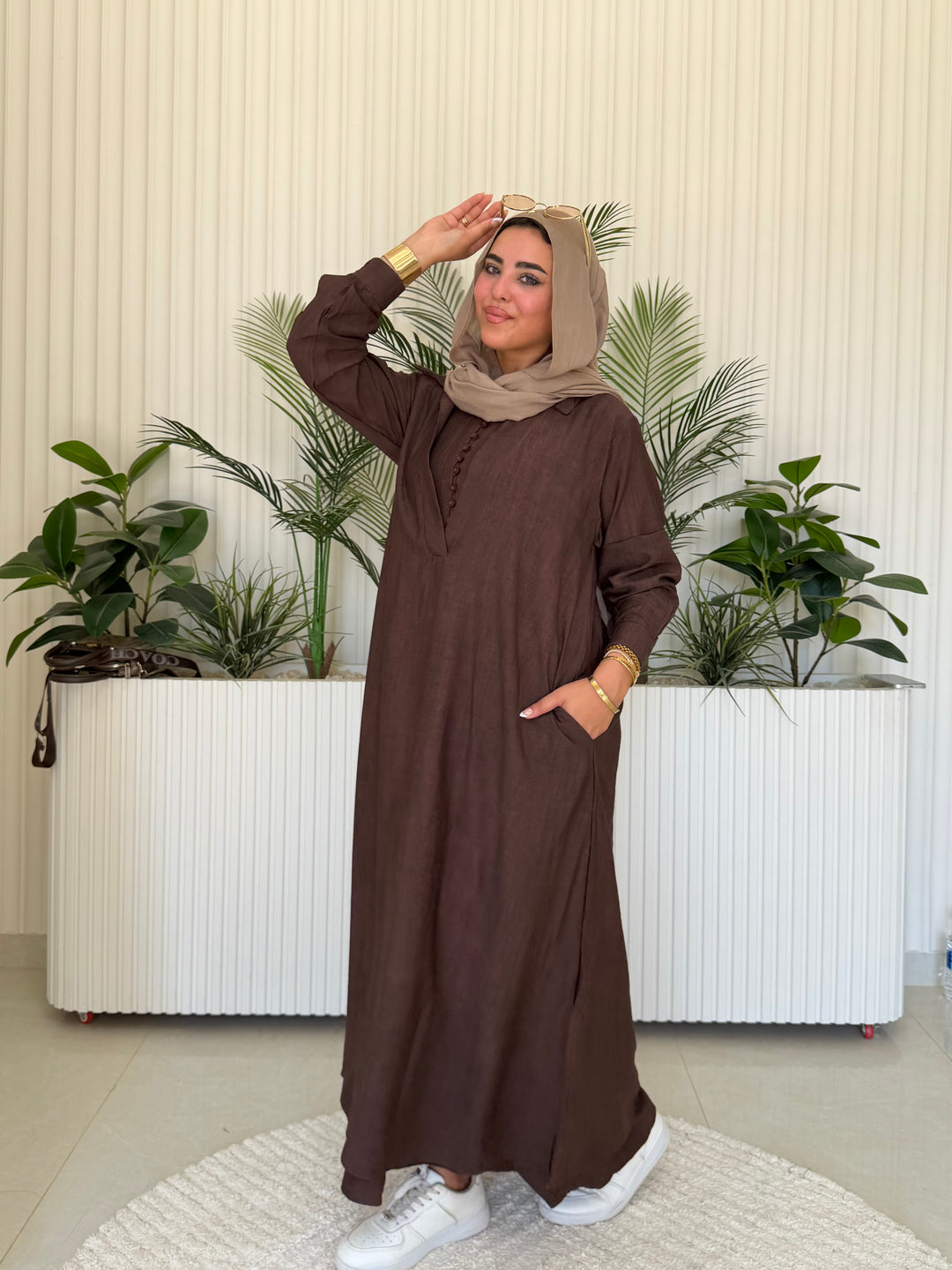 Dress Linen Turkey Brown