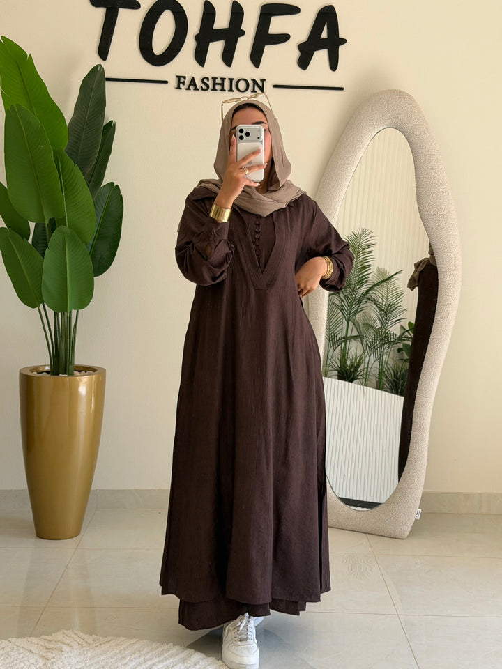 Dress Linen Turkey Brown