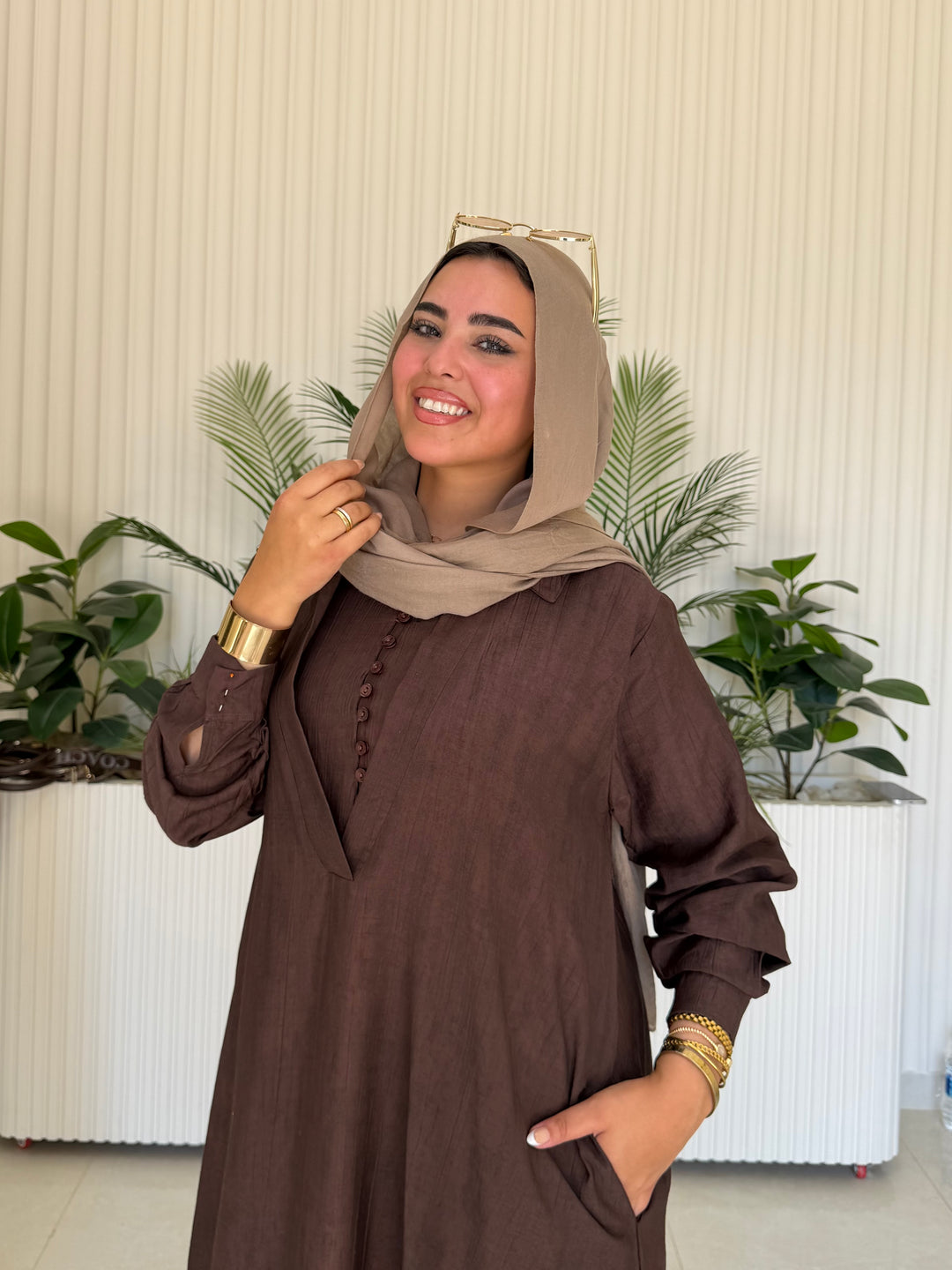 Dress Linen Turkey Brown