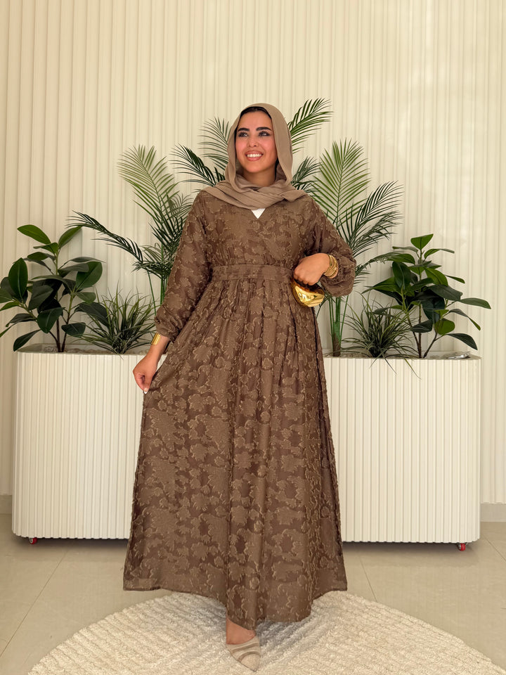 Dress Textured Linen Brown