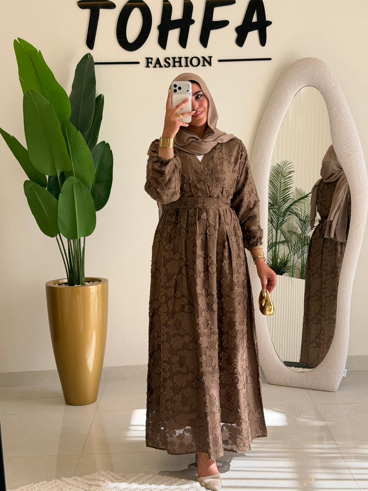 Dress Textured Linen Brown