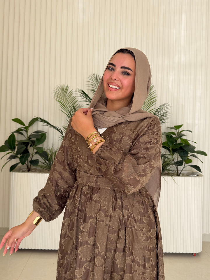 Dress Textured Linen Brown