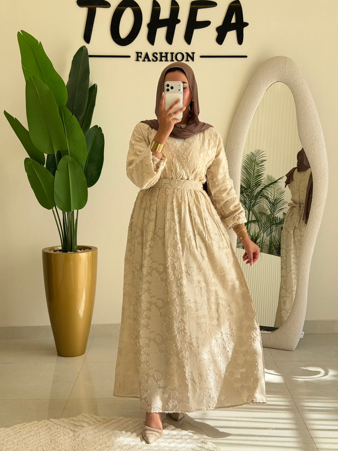Dress Textured Linen Biege