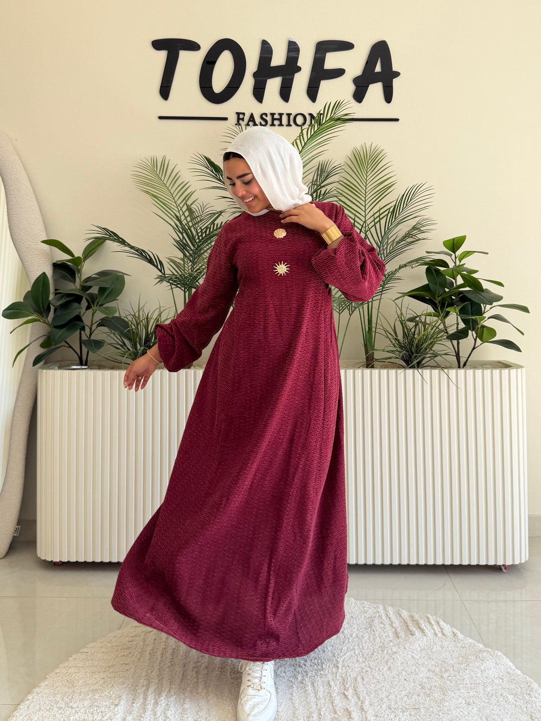 Dress Jacquard Burgandy