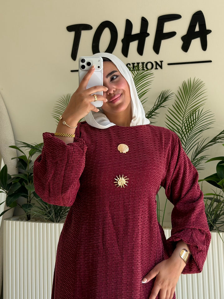 Dress Jacquard Burgandy